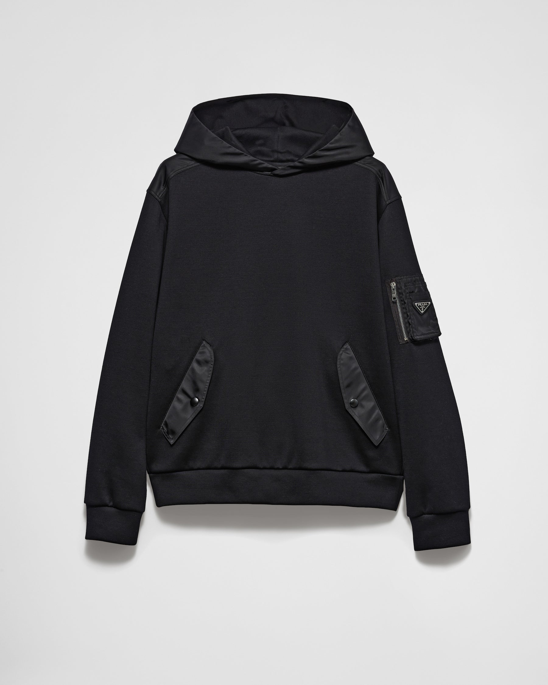 Sweat à capuche en coton molletonné et Re-Nylon Prada