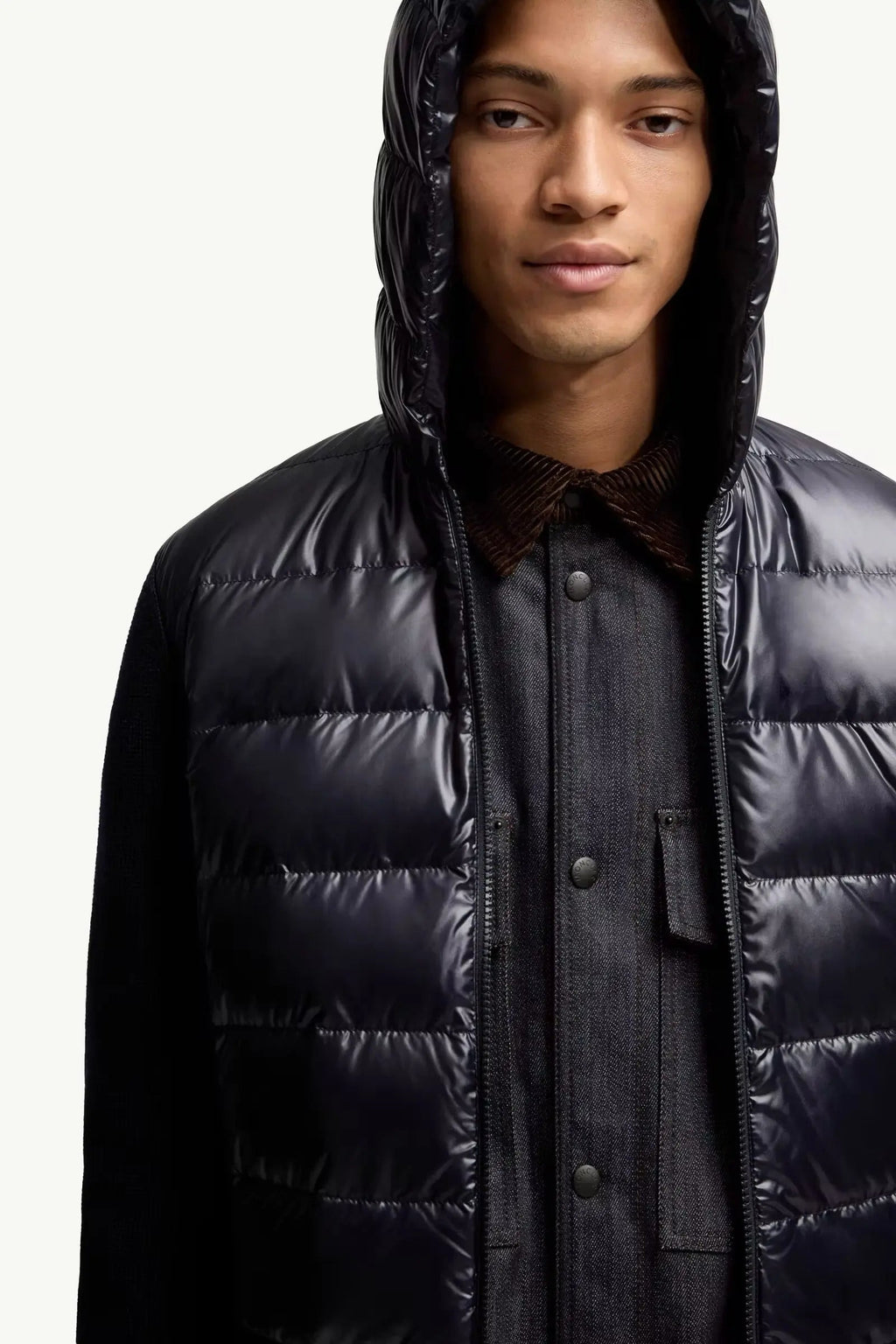 Cardigan zippé matelassé en laine moncler