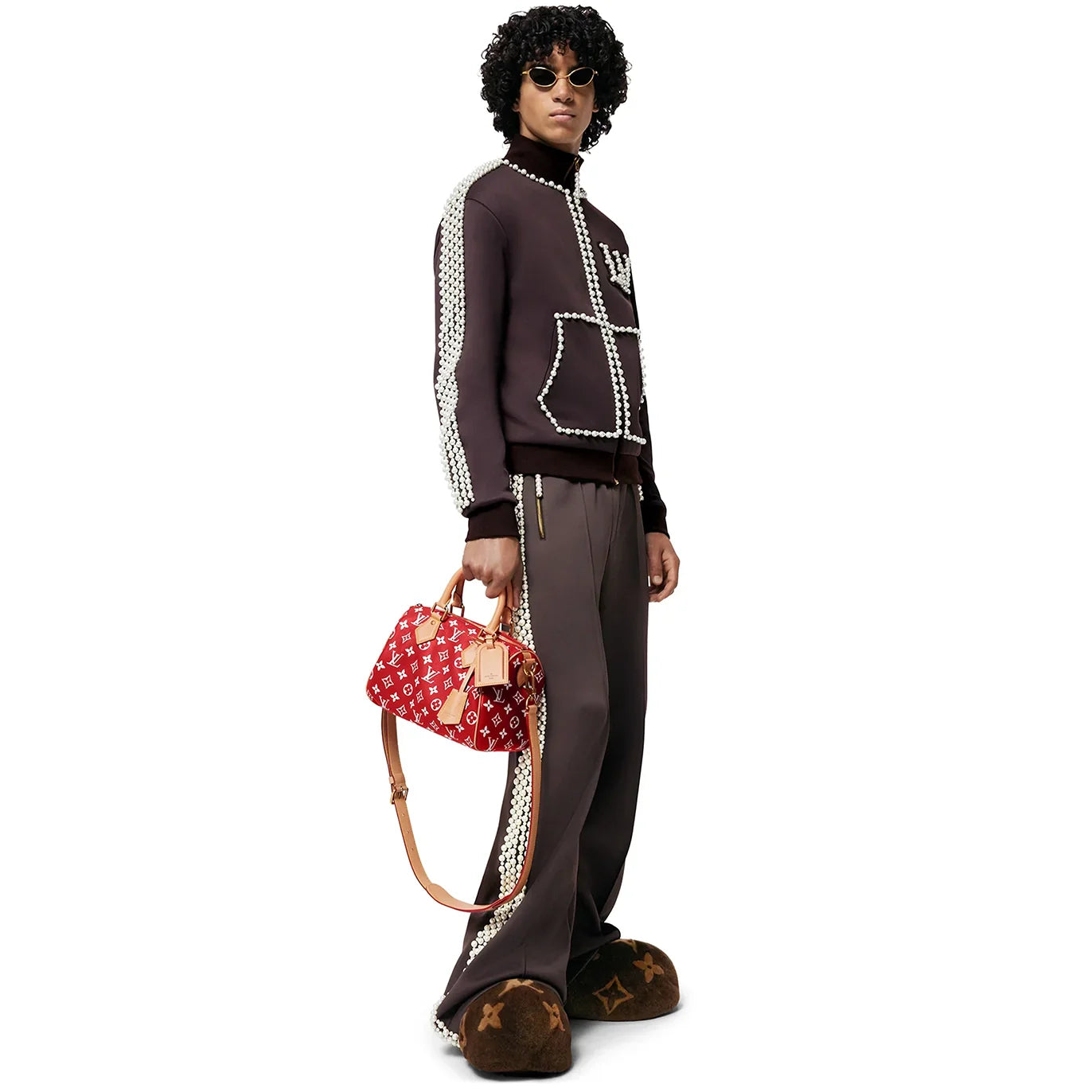 Sacoche à bandoulière Louis Vuitton Monogram Speedy P9 Rouge 25